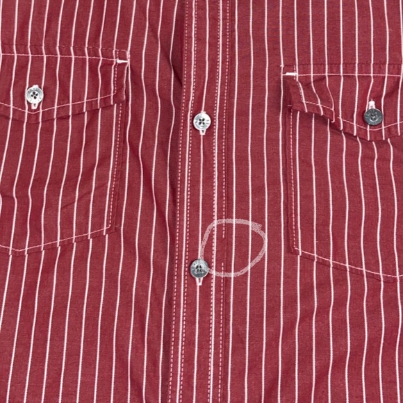 AMERICAN EAGLE Men’s XL Vintage Fit Red White Stripe Button Down Shirt - Picture 2 of 12
